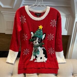 V:  33 Degrees Sweater Women's XS Dog Christmas Ugly Sweater Red